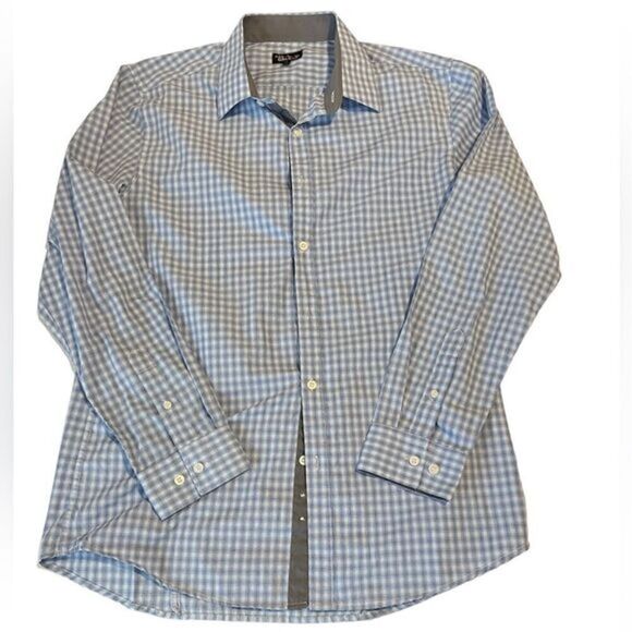 Galaxy by Harvic Blue and‎ White Check Cotton Men's Shirt Size M - Picture 1 of 10